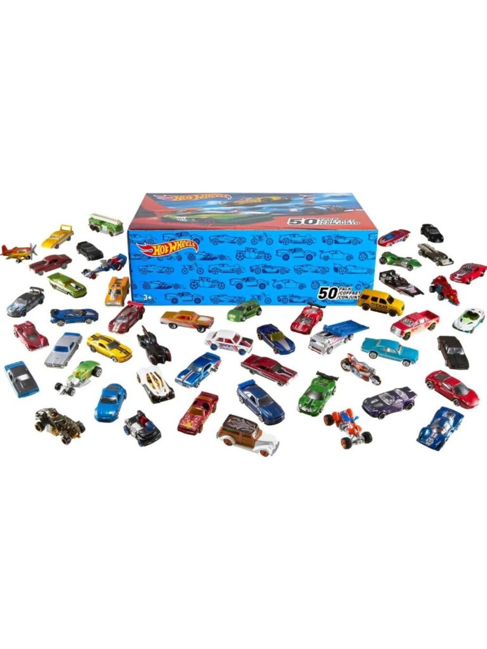 50-Pack Hot Wheels Toy Cars & Trucks, 1:64 Scale Vehicles, Fun Collectible Set